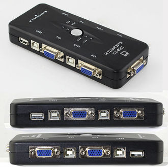 Переключатель 4-портовый KVM с портами USB/VGA 1920*1440 (SmartKVM-4P)